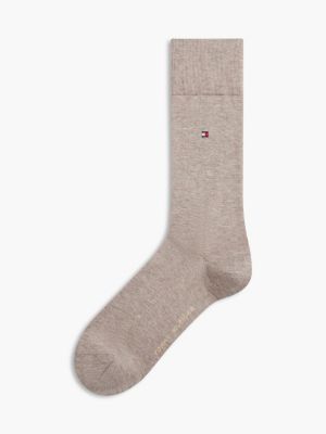 beige 1-pack flag embroidery socks with cashmere for men tommy hilfiger