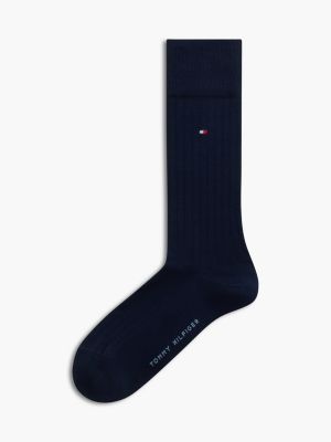 blue 1-pack ribbed socks for men tommy hilfiger