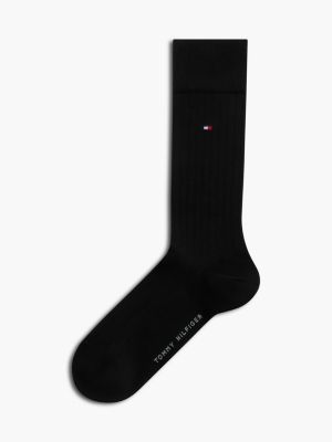 black 1-pack ribbed socks for men tommy hilfiger