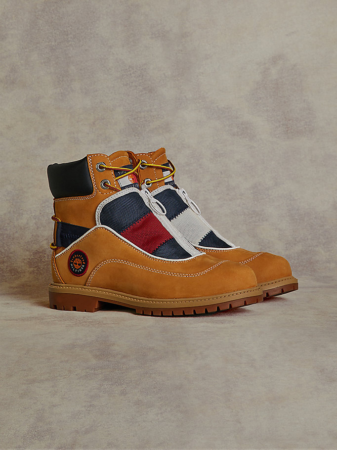 yellow tommyxtimberland remixed signature c&s boots for men tommy hilfiger