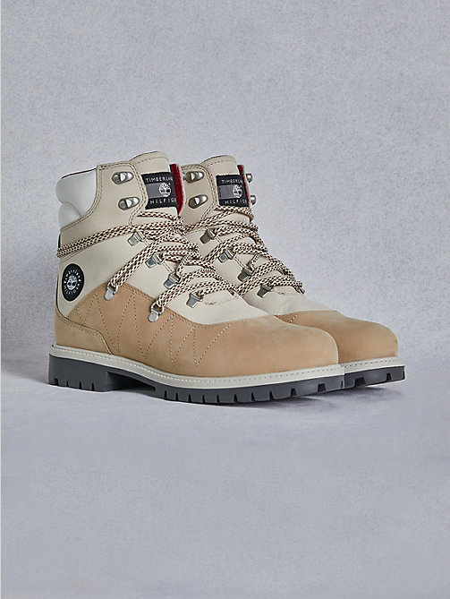 beige tommyxtimberland waterproof cleated hiking boots for women tommy hilfiger