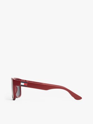 rot quadratische sonnenbrille für gender-inclusive erwachsene - tommy hilfiger