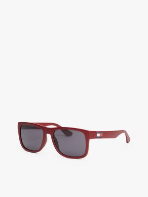 red quadratische sonnenbrille für gender-inclusive erwachsene - tommy hilfiger