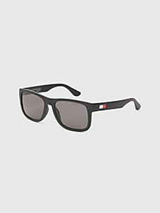 occhiali da sole con montatura rettangolare nero da uomo tommy hilfiger