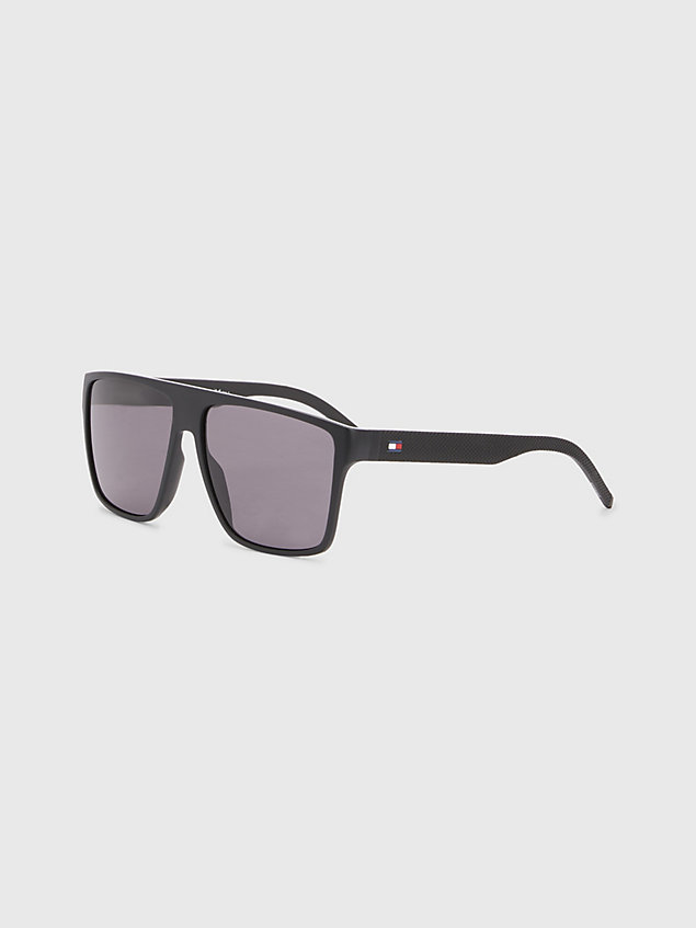 black rechteckige sonnenbrille für herren - tommy hilfiger