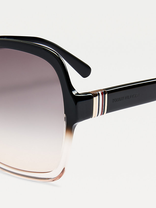black quadratische sonnenbrille mit metall-besatz für damen - tommy hilfiger