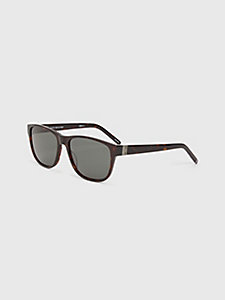 braun rechteckige sonnenbrille in schildpatt-optik für herren - tommy hilfiger
