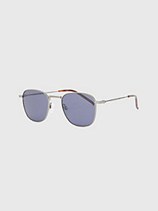 grau rechteckige sonnenbrille aus metall für herren - tommy hilfiger