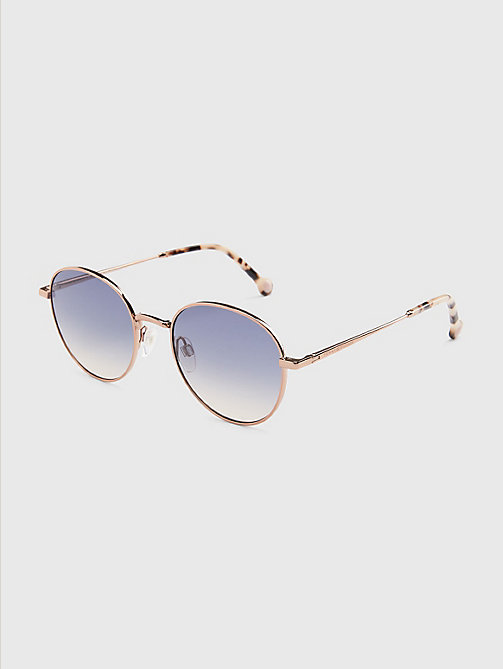 złoty okrągłe okulary przeciwsłoneczne dla kobiety - tommy hilfiger