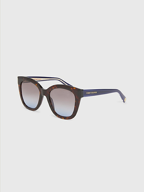 bruin cat-eye zonnebril van acetaat voor dames - tommy hilfiger