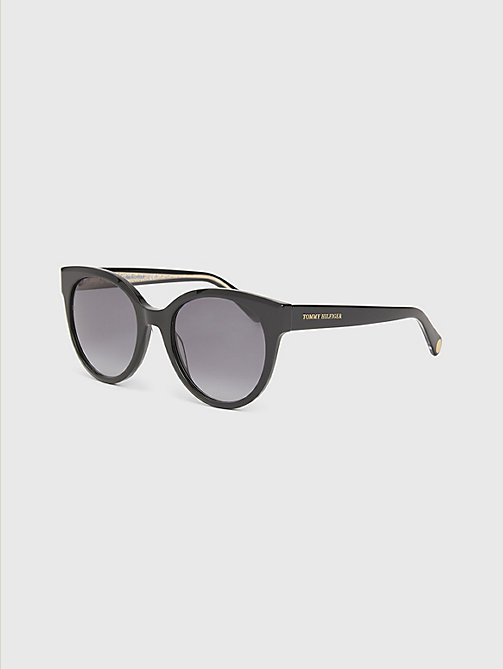 schwarz cat-eye-sonnenbrille mit logo-bügeln für damen - tommy hilfiger