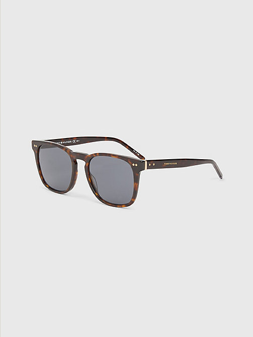 brązowy prostokątne okulary przeciwsłoneczne dla mężczyźni - tommy hilfiger