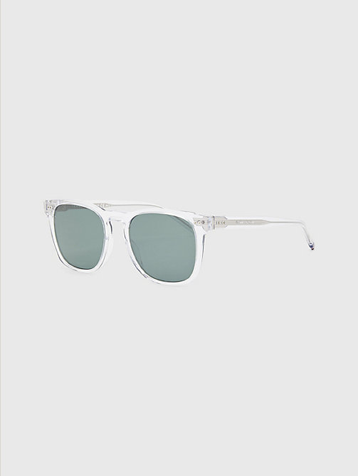 biały prostokątne okulary przeciwsłoneczne dla mężczyźni - tommy hilfiger