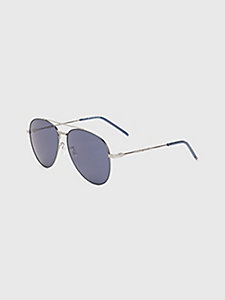 lunettes de soleil aviateur à double pont bleu pour hommes tommy hilfiger