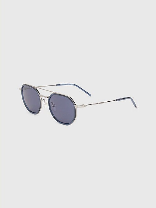 occhiali da sole ottagonali blu da men tommy hilfiger