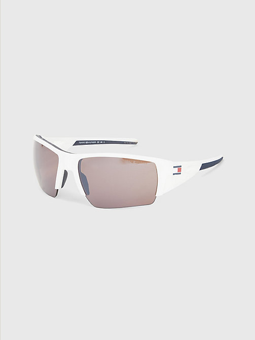 biały prostokątne okulary przeciwsłoneczne dla mężczyźni - tommy hilfiger