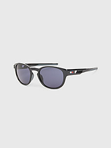 grey flag detail oval sunglasses for men tommy hilfiger