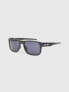 серый прямоугольные солнцезащитные очки с флажком для мужчины - tommy hilfiger