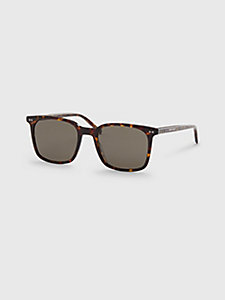 brown rectangular tortoiseshell sunglasses for men tommy hilfiger