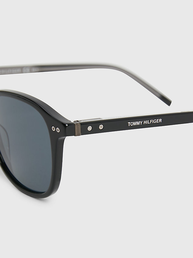 black runde sonnenbrille in schildpatt-optik für herren - tommy hilfiger