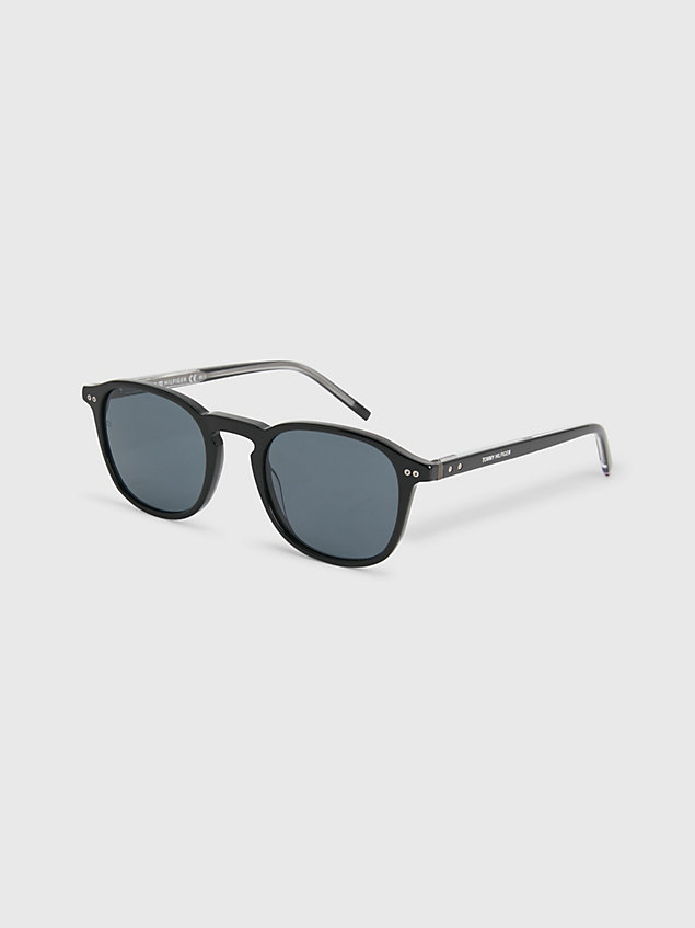 black runde sonnenbrille in schildpatt-optik für herren - tommy hilfiger