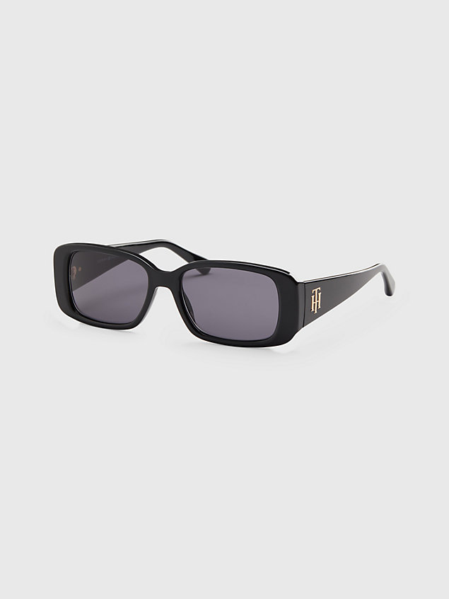 black rechthoekige zonnebril met groot montuur voor dames - tommy hilfiger