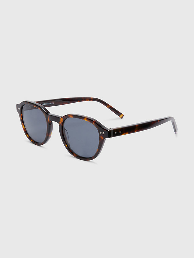 brown rivet detail round sunglasses for unisex tommy hilfiger
