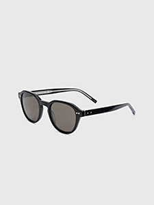 schwarz runde sonnenbrille mit nieten-detail für unisex - tommy hilfiger