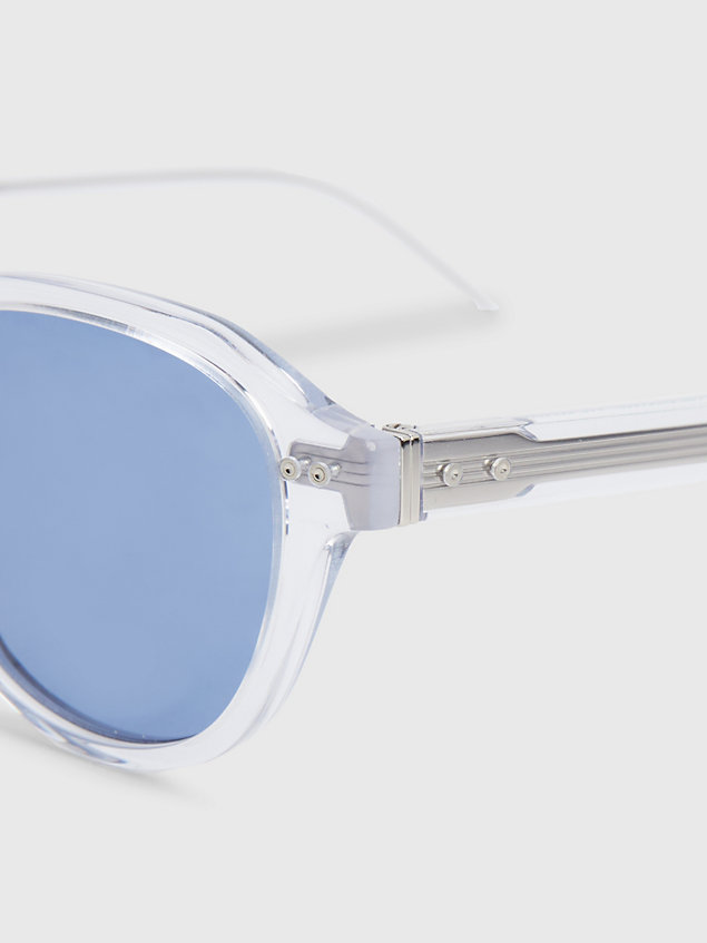 blue rivet detail round sunglasses for unisex tommy hilfiger