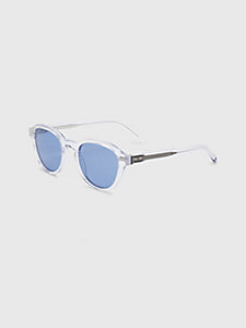 lunettes de soleil rondes à rivets bleu pour unisex tommy hilfiger