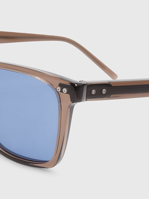 brown rivet detail rectangular sunglasses for men tommy hilfiger