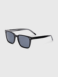 lunettes de soleil rectangulaires à rivets noir pour hommes tommy hilfiger