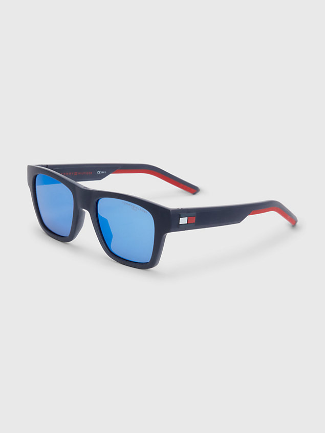 lunettes de soleil rectangulaires polarisées blue pour unisex tommy hilfiger