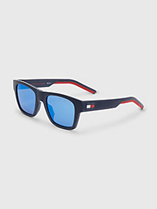 blau rechteckige polarisierte sonnenbrille für unisex - tommy hilfiger