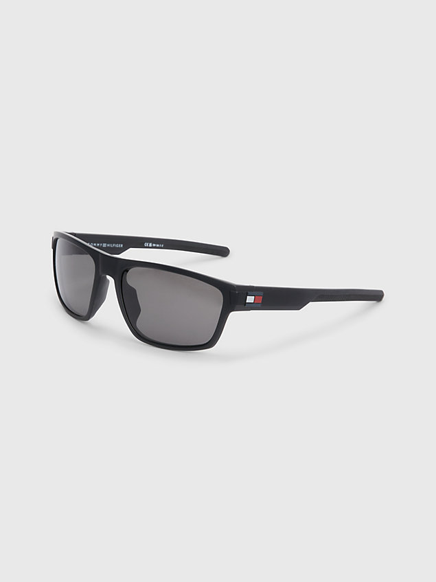 black polarised rectangular sunglasses for men tommy hilfiger