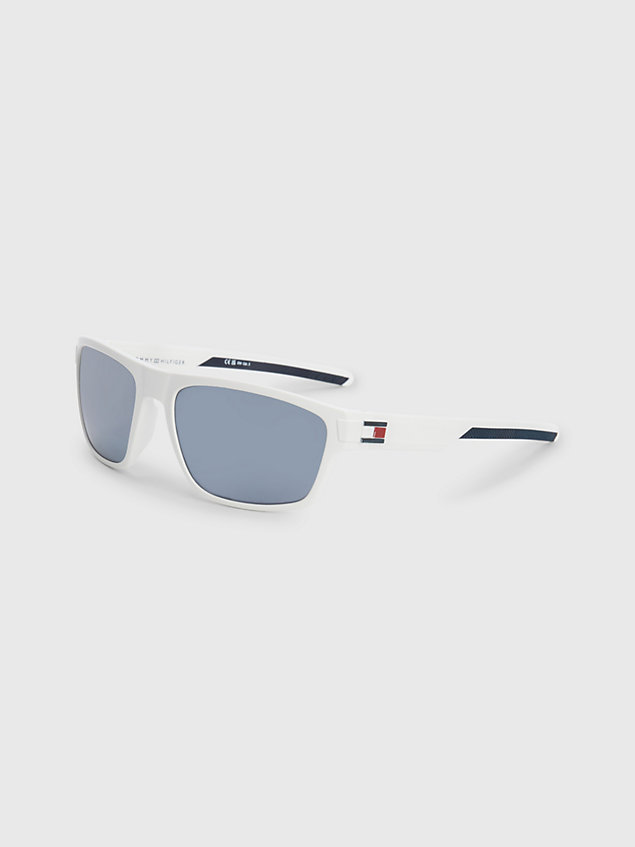 white prostokątne okulary przeciwsłoneczne dla mężczyźni - tommy hilfiger