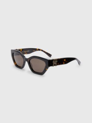 Chunky Monogram Cat-Eye Sunglasses, BLACK