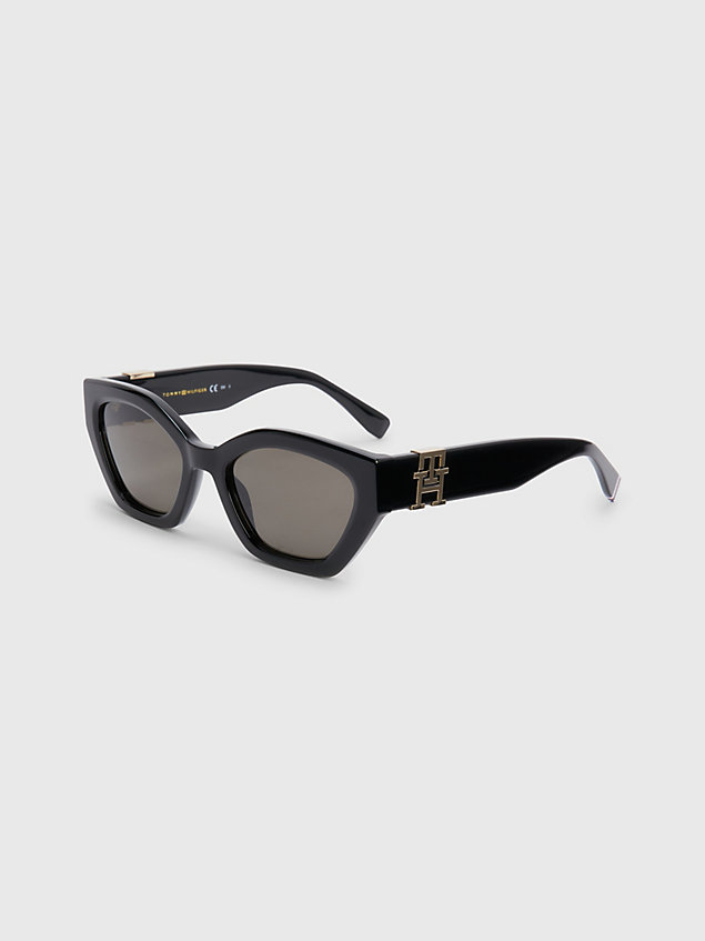 black cat-eye-sonnenbrille mit monogramm für damen - tommy hilfiger