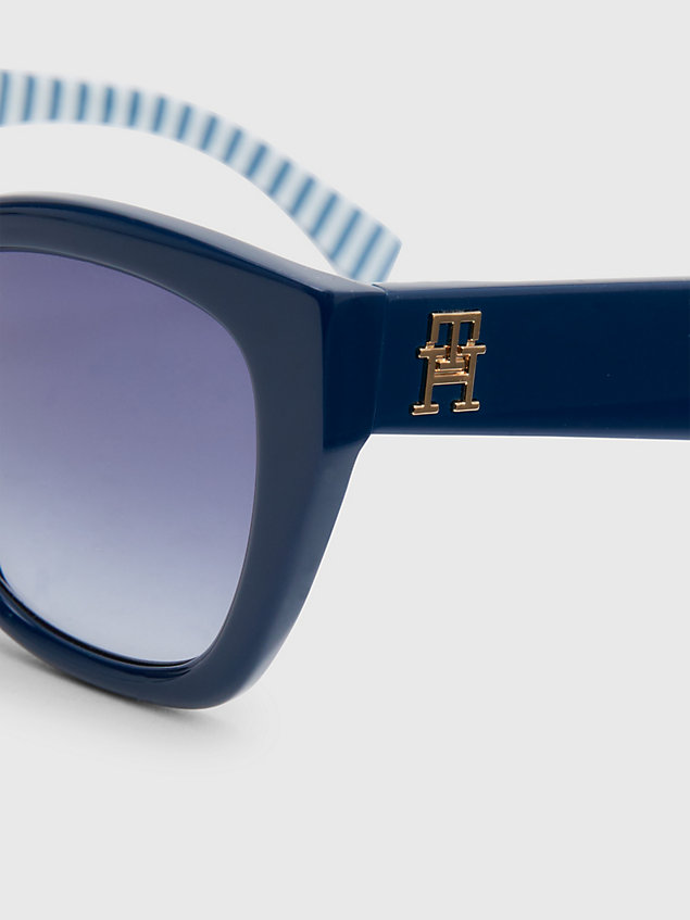 blue chunky monogram cat-eye sunglasses for women tommy hilfiger