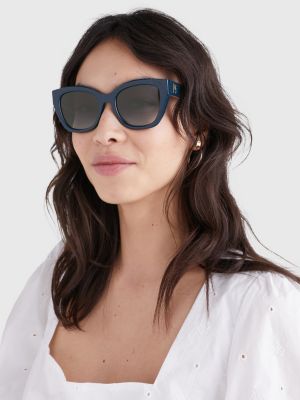 Chunky Monogram Cat Eye Sunglasses Blue Tommy Hilfiger