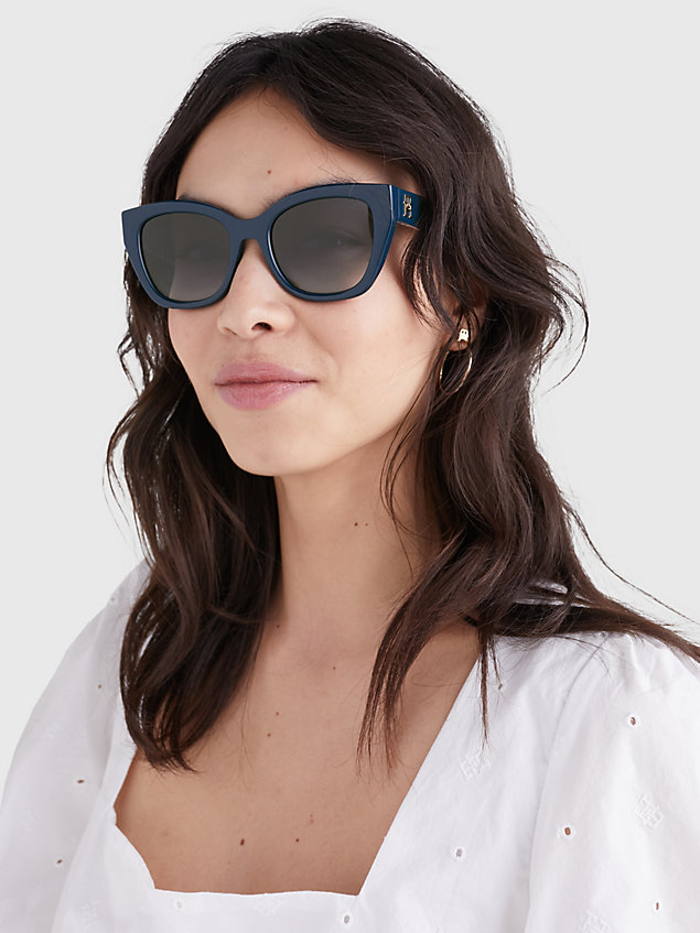 lunettes de soleil cat-eye chunky blue pour femmes tommy hilfiger