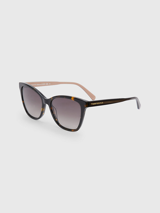 brown oversized cat-eye-zonnebril voor dames - tommy hilfiger