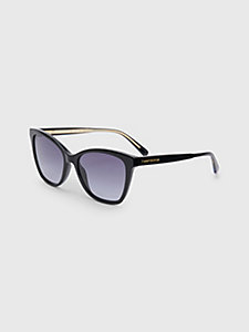 black oversized cat-eye sunglasses for women tommy hilfiger