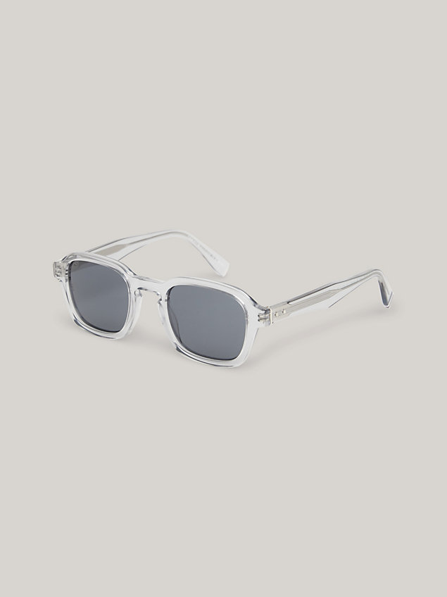 grey rechteckige sonnenbrille mit nietendetails für herren - tommy hilfiger