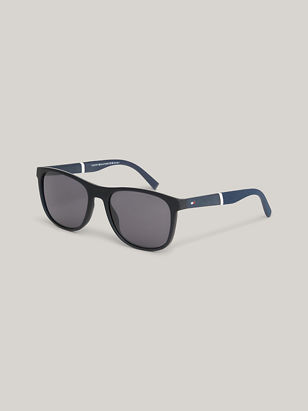 blue ovale sonnenbrille mit polo-piqué-struktur für herren - tommy hilfiger