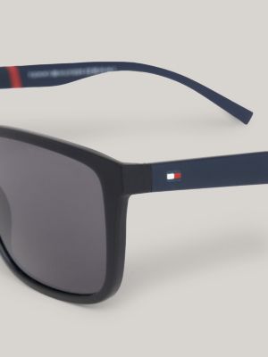 blue rechteckige sonnenbrille mit piqué-struktur für herren - tommy hilfiger