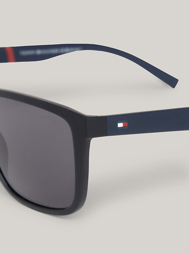 blue polo pique texture rectangular sunglasses for men tommy hilfiger