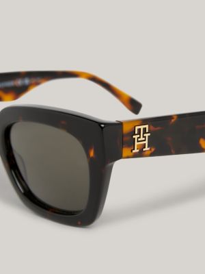 brown cat-eye-sonnenbrille mit th-monogramm für damen - tommy hilfiger