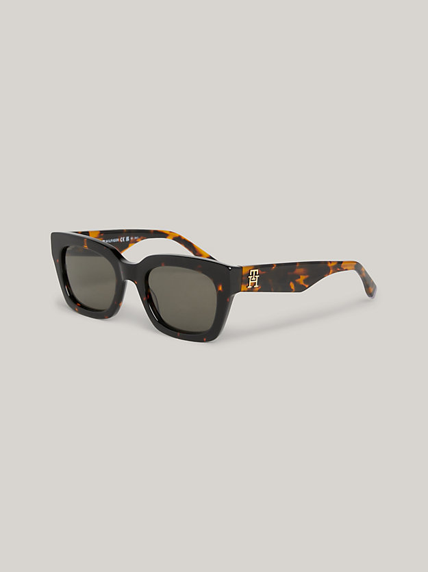 bruin zonnebril met cat-eye-montuur en th-monogram voor dames - tommy hilfiger