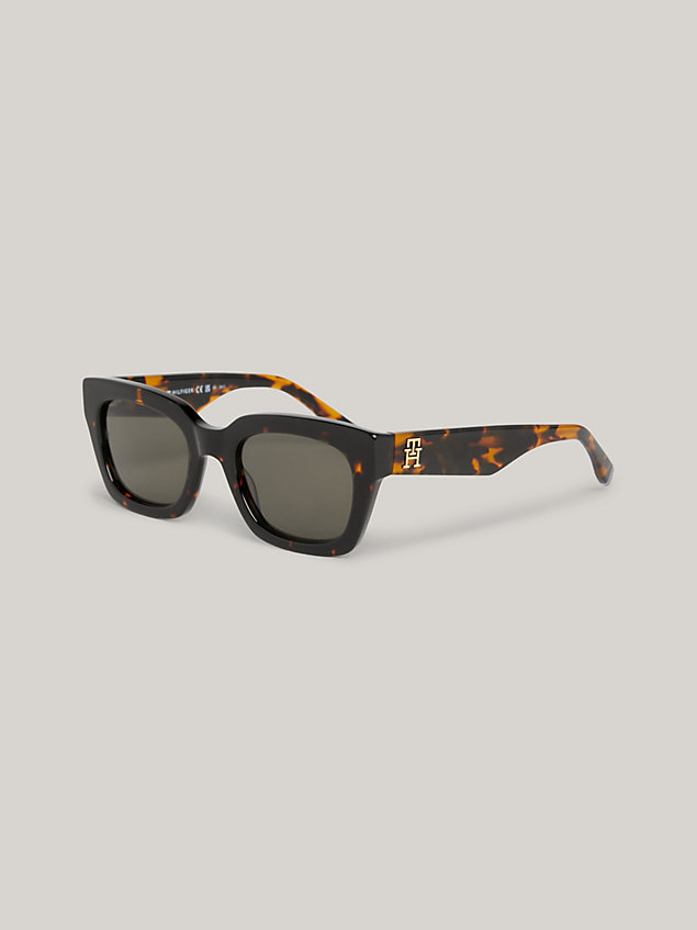 brown zonnebril met cat-eye-montuur en th-monogram voor dames - tommy hilfiger